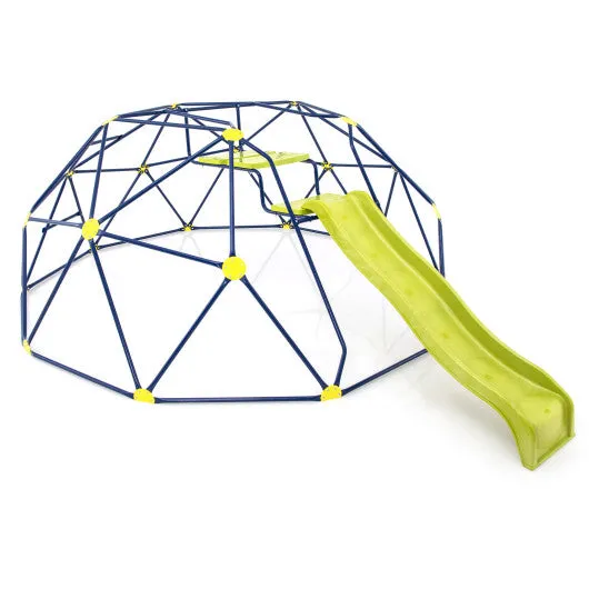 13.3 FT Climbing Dome Geometric Dome Climber with Extended Wavy Slide and 2 Rest Platforms-Multicolor