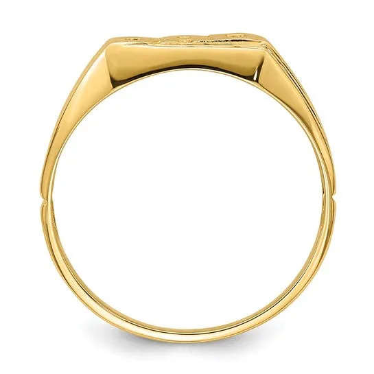 14k Yellow Gold Men's .01ct. Diamond Dad Ring