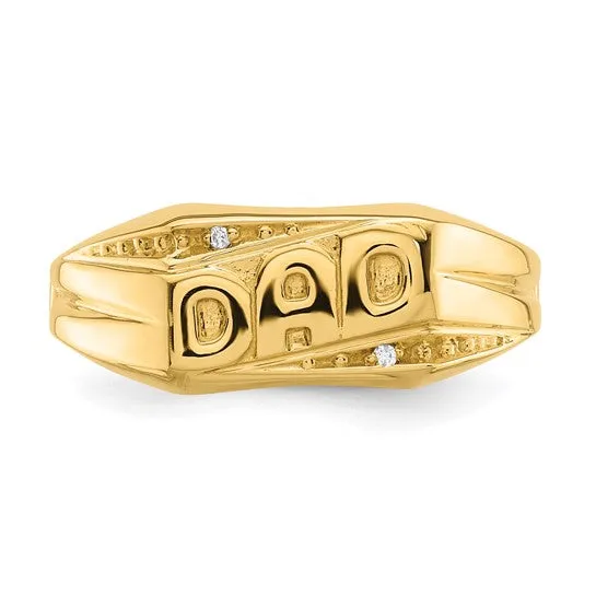 14k Yellow Gold Men's .01ct. Diamond Dad Ring
