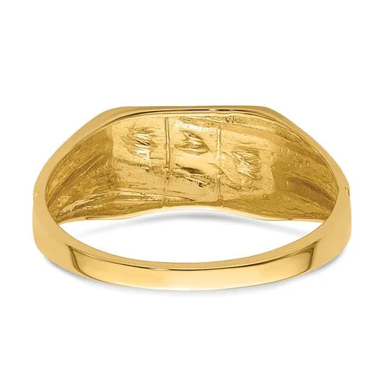 14k Yellow Gold Men's .01ct. Diamond Dad Ring