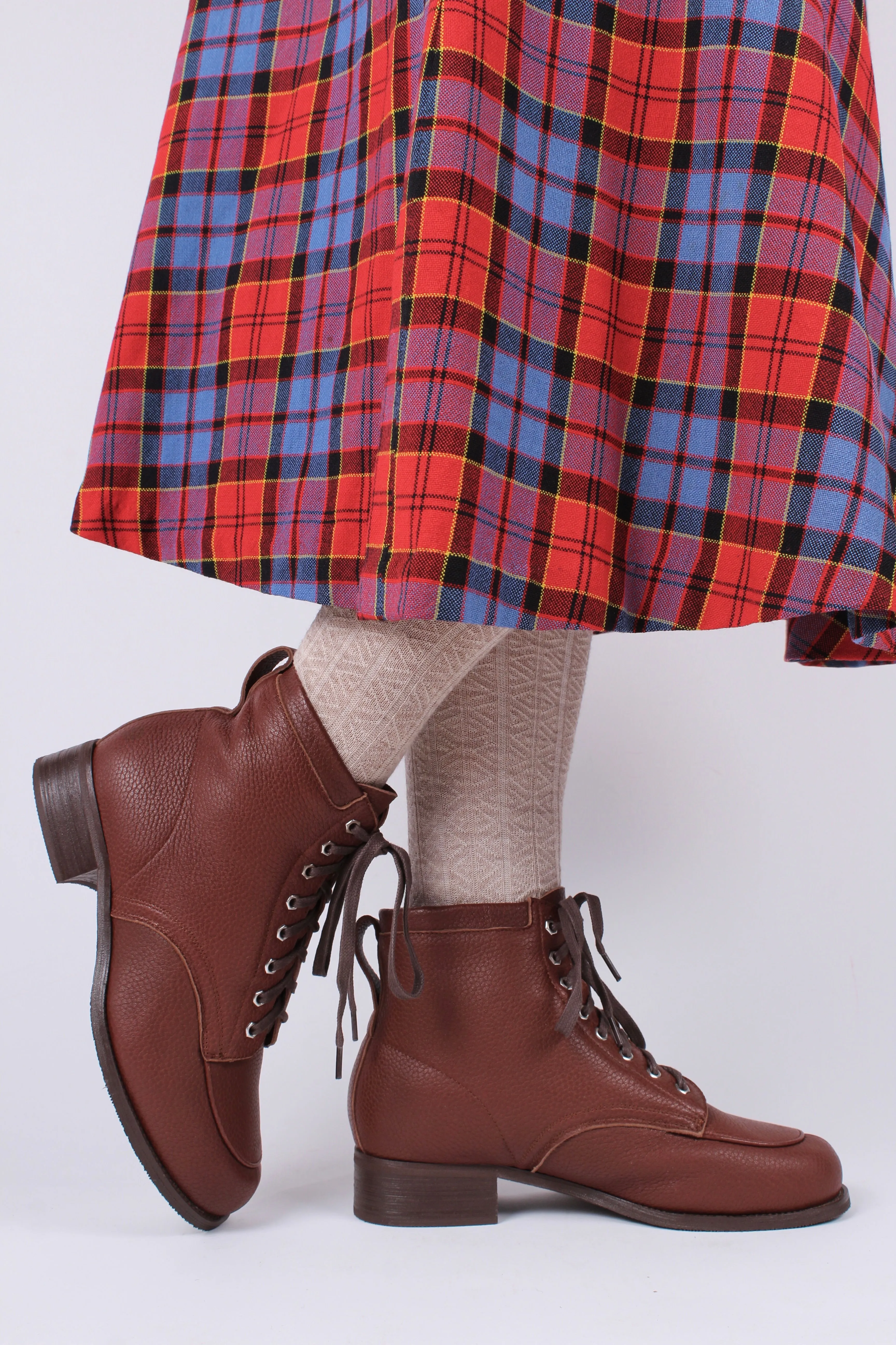 1930s/1940s Style Winter Snow Boots with Fur - Brown - Rita