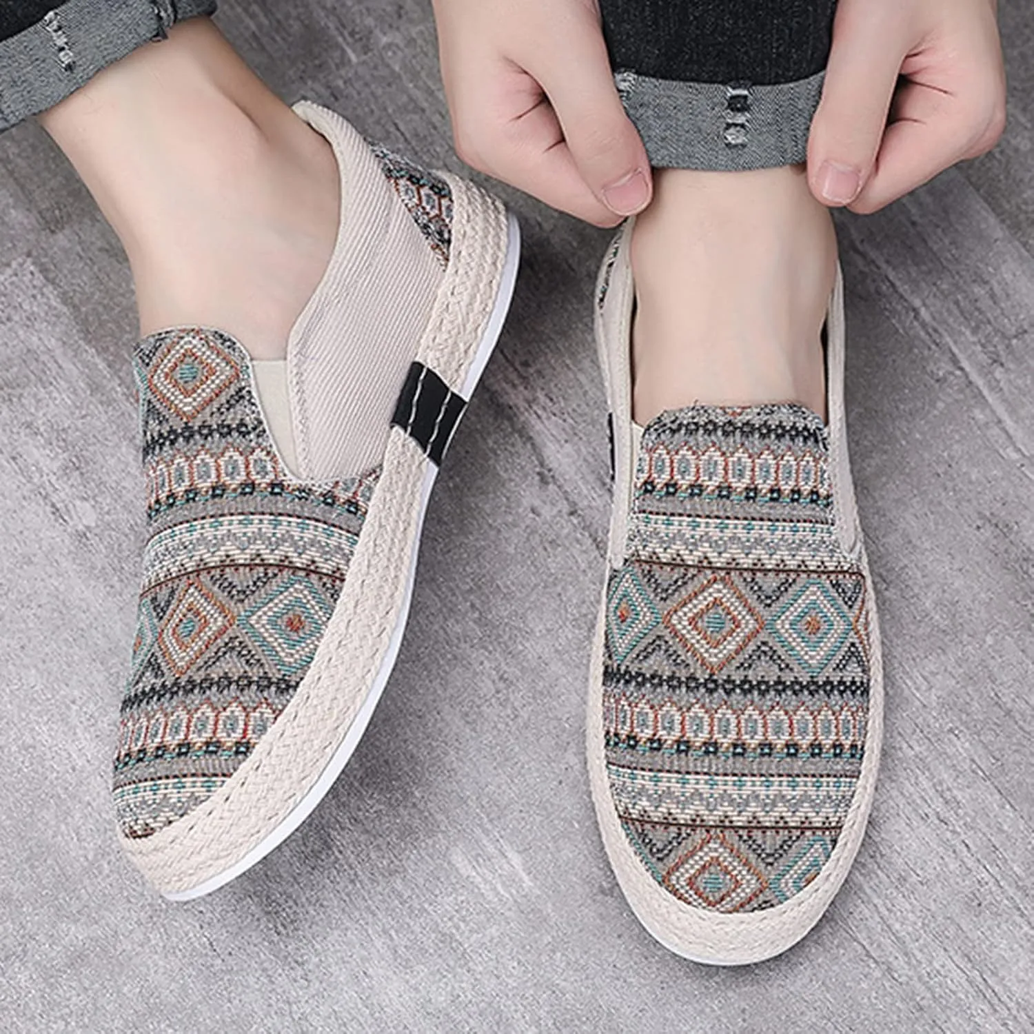 2022 Men's New Spring and Autumn Fisherman's Shoes Canvas Thick Soled Slip On Shoes Size 14 Casual Men Shoe Men's Sandals Men