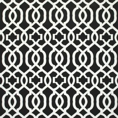 2pc Geometric Outdoor Wicker Seat Cushions Black/White - Pillow Perfect