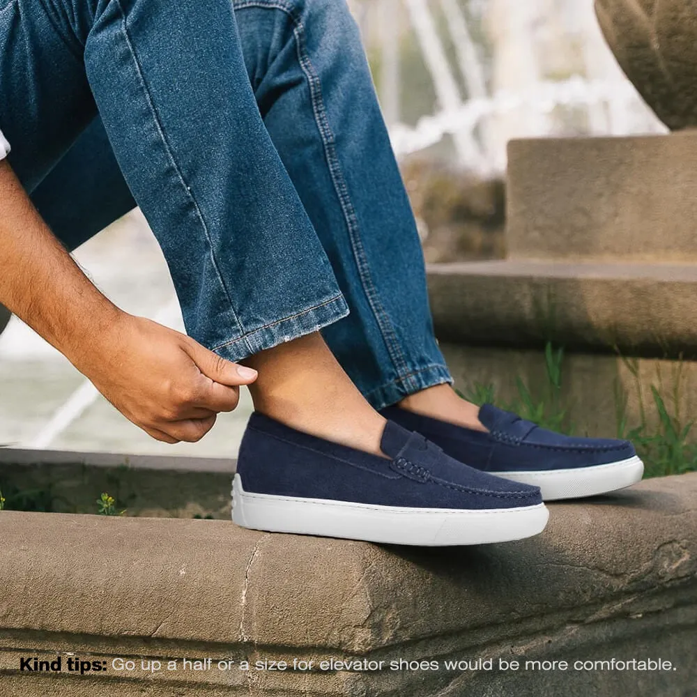 6 CM/2.36 Inches CMR CHAMARIPA Men's Blue Suede Slip-On Height Increasing Shoes