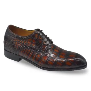 7 CM / 2.76 Inches CMR CHAMARIPA Men’s Height Increasing Alligator Leather Derby Shoes – Elegant Handcrafted Lift Shoes