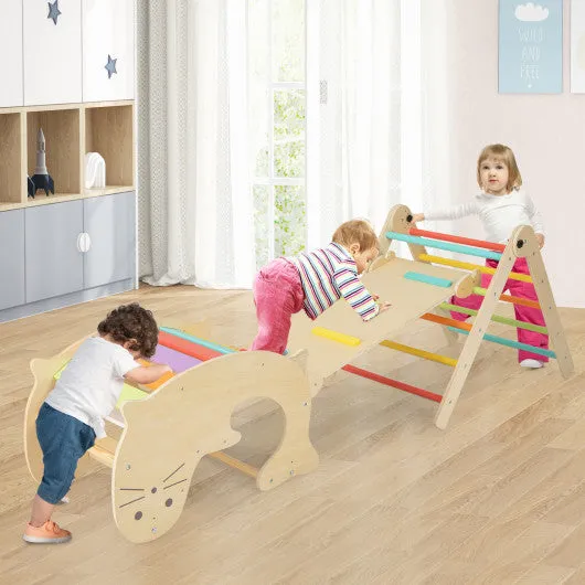 7-in-1 Indoor Climbing Toys for Toddlers with Reversible Ramp-Multicolor