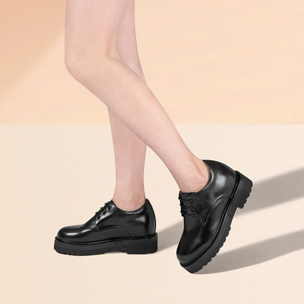 8 CM/3.15 Inches CMR CHAMARIPA Black Calfskin Business Height Increasing Casual Shoes