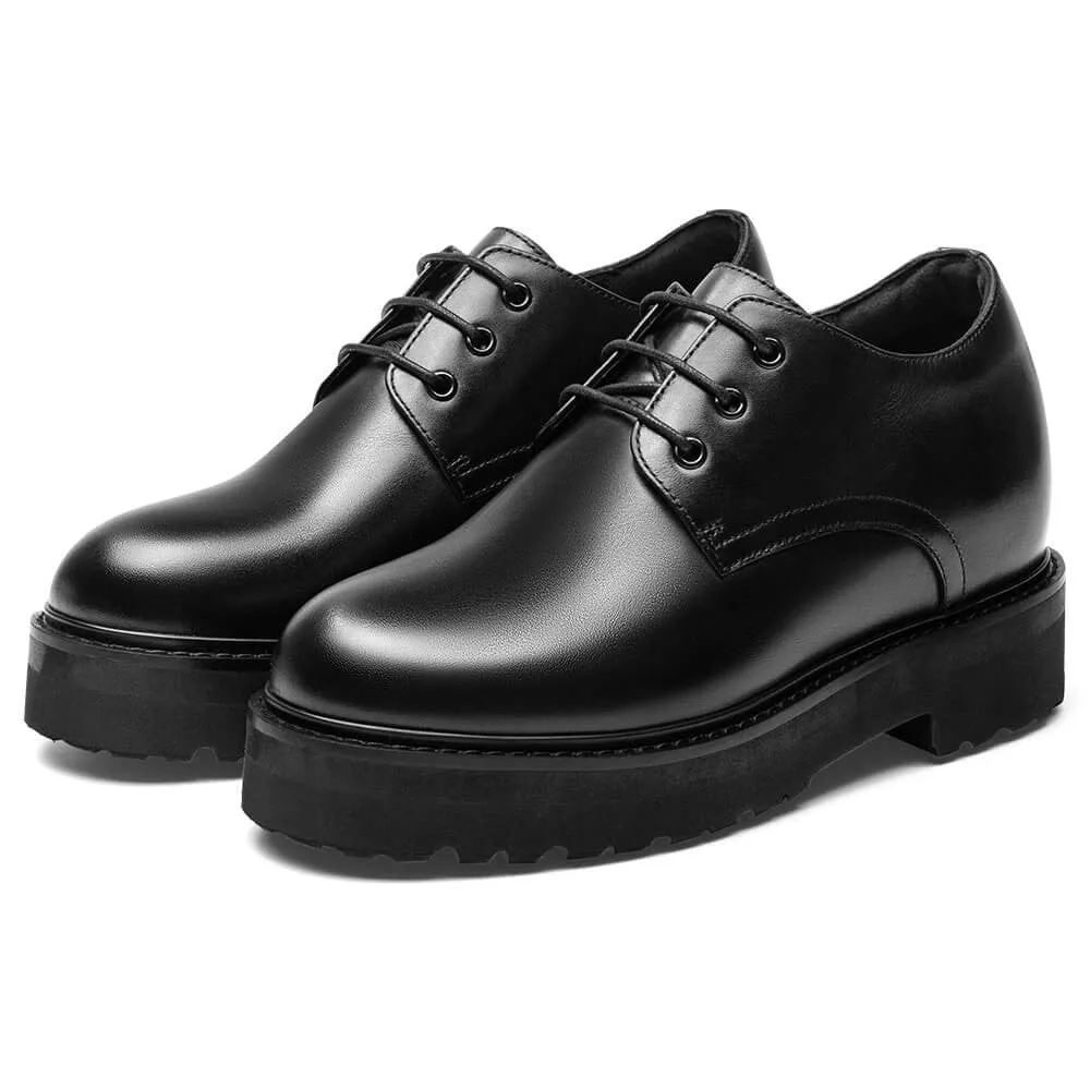 8 CM/3.15 Inches CMR CHAMARIPA Black Calfskin Business Height Increasing Casual Shoes