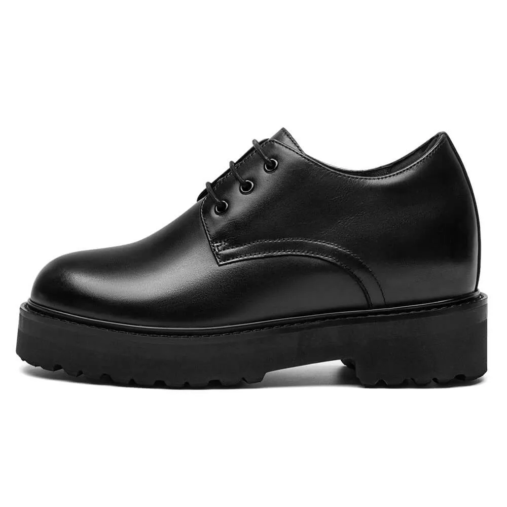 8 CM/3.15 Inches CMR CHAMARIPA Black Calfskin Business Height Increasing Casual Shoes