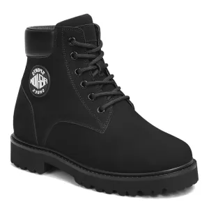 8 CM/3.15 Inches Women's Height Increasing Nubuck Leather Boots – Chic Lace-Up Elevator Shoes