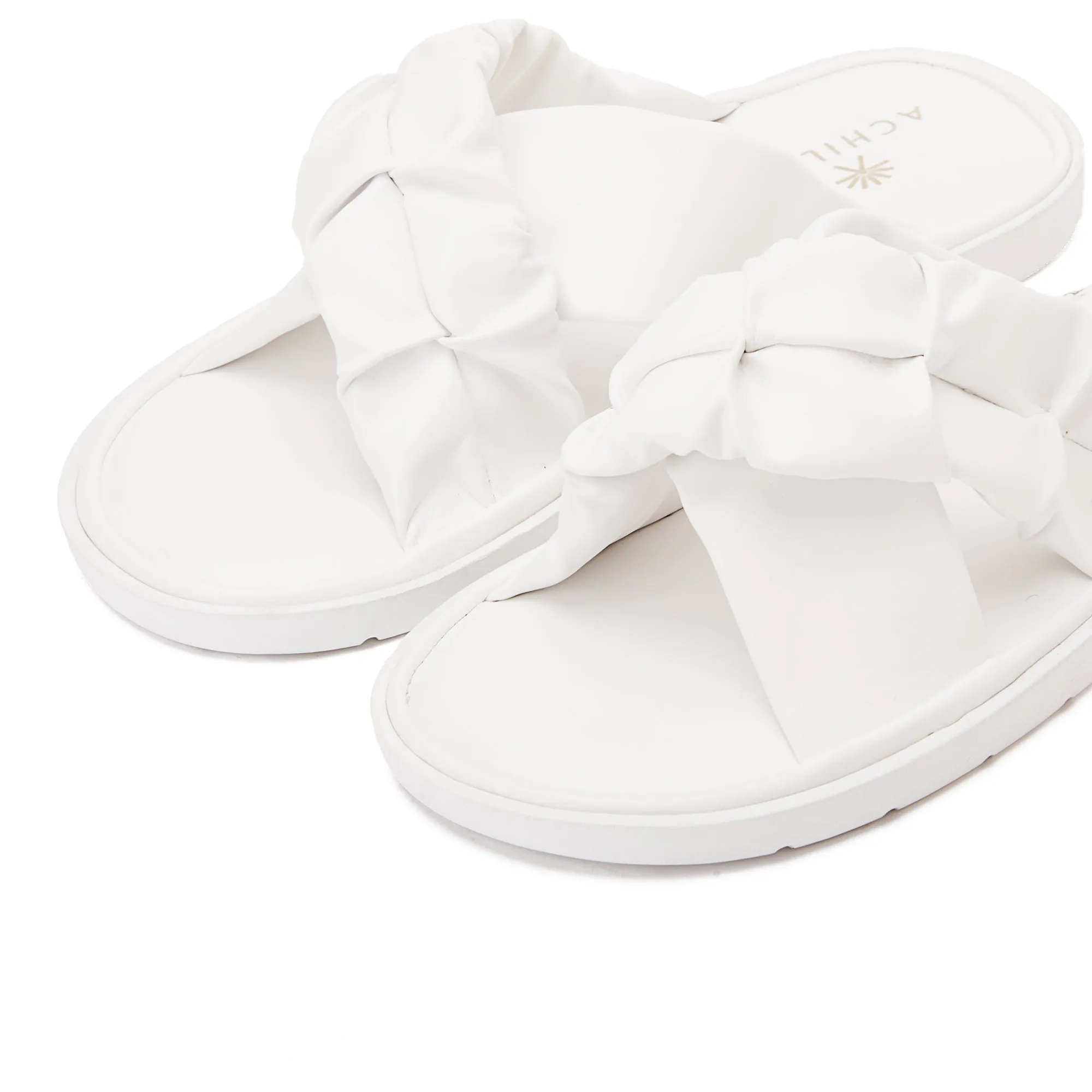 Achilles Women's Criss Cross Slides - White