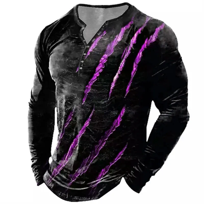 Adventure Ready Men's Color Block Hooded Henley Shirt with Patchwork Design