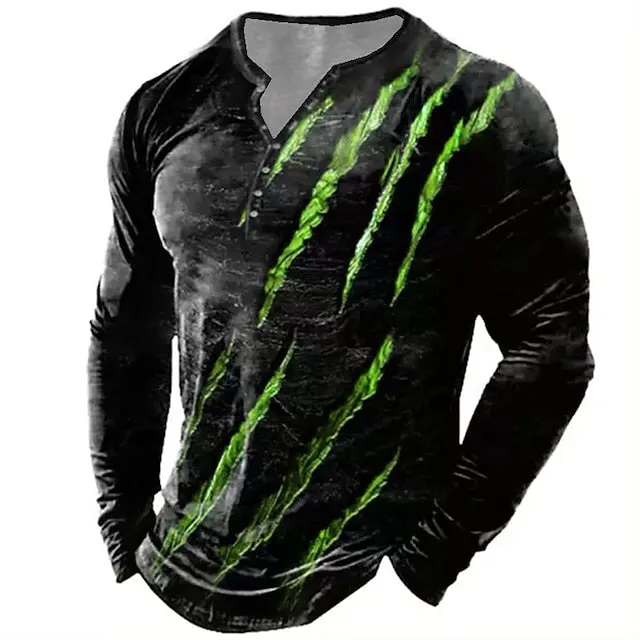 Adventure Ready Men's Color Block Hooded Henley Shirt with Patchwork Design