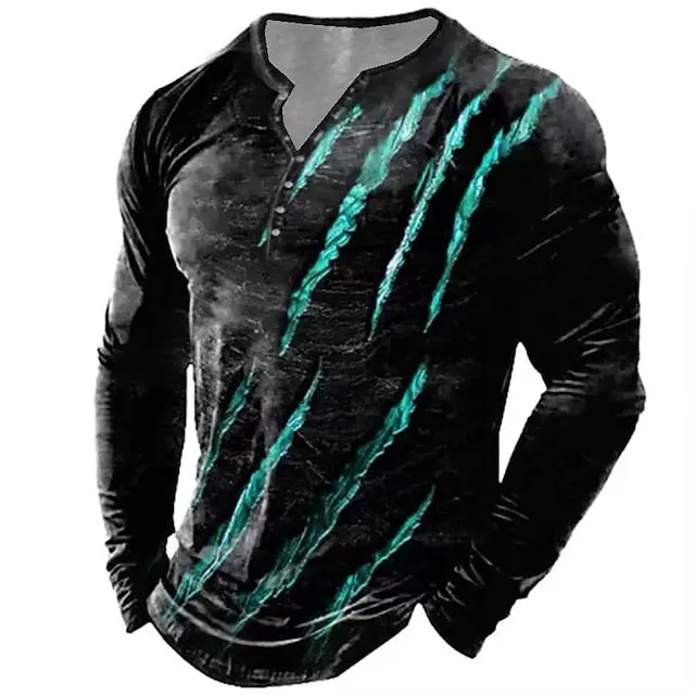 Adventure Ready Men's Color Block Hooded Henley Shirt with Patchwork Design