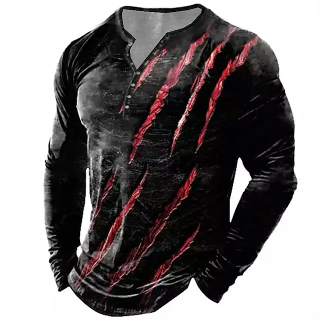 Adventure Ready Men's Color Block Hooded Henley Shirt with Patchwork Design