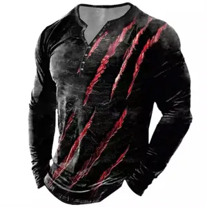 Adventure Ready Men's Color Block Hooded Henley Shirt with Patchwork Design