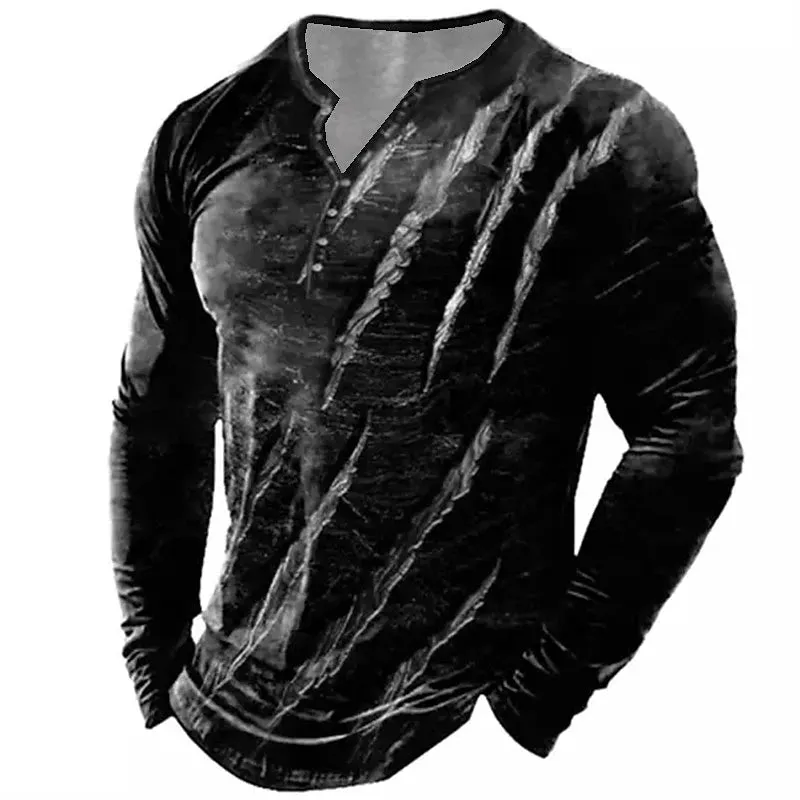 Adventure Ready Men's Color Block Hooded Henley Shirt with Patchwork Design