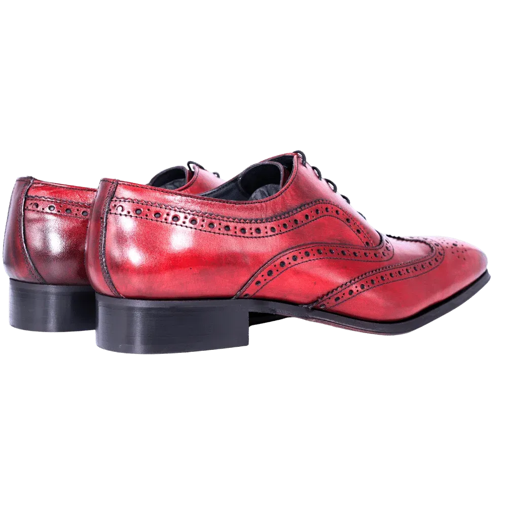 Aliverti Formal Oxford Brogue Shoes in Rosso