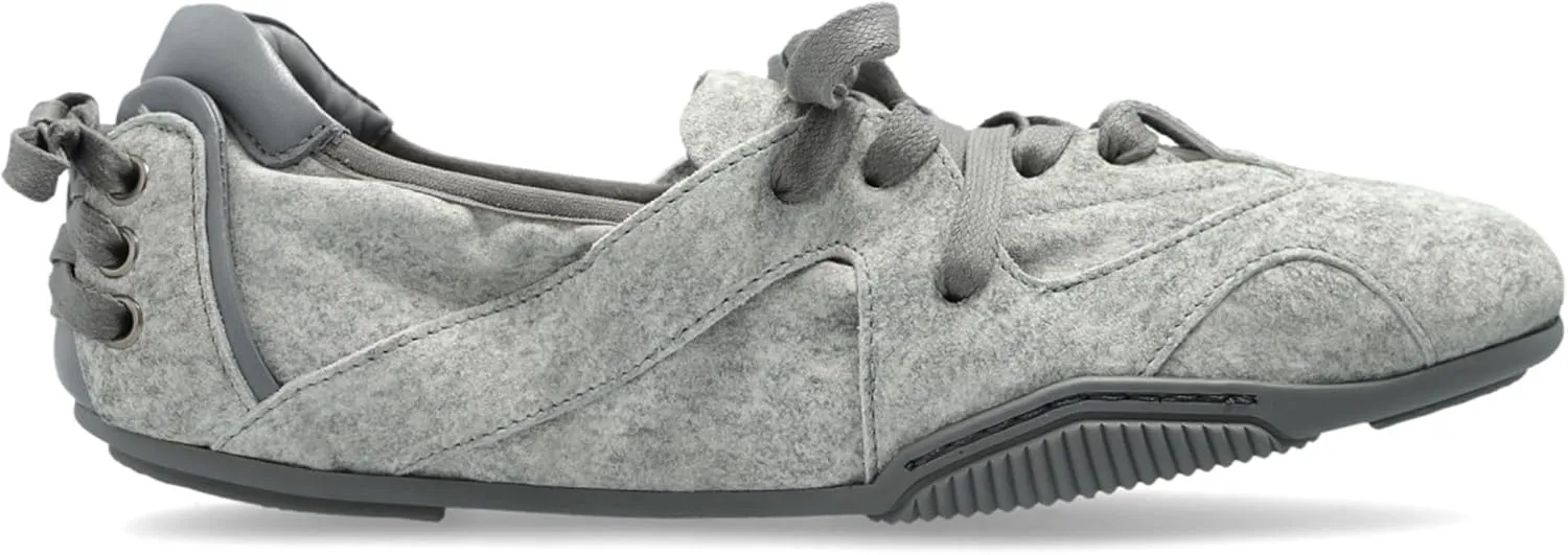 Arqa Women's Lace-up Leather Casual Sneakers Ballet Silhouette Crafted in Leather Cracked Finish Decorative Lacing Back Flat Sneakers Comfortable Outgoing Tennis Walking Shoes