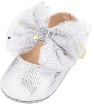 Baby Flat Dress Shoes,0-12Months Toddler Kids Baby Girls Boys Sequin Cute Bow FirstWalk Hook&Loop Casual Shoes