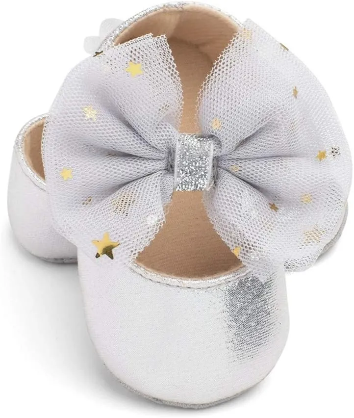 Baby Flat Dress Shoes,0-12Months Toddler Kids Baby Girls Boys Sequin Cute Bow FirstWalk Hook&Loop Casual Shoes