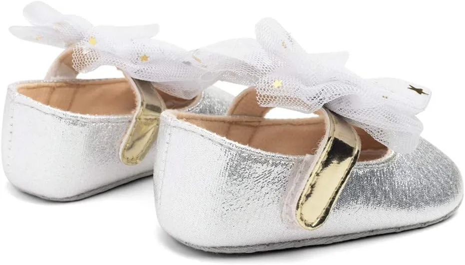 Baby Flat Dress Shoes,0-12Months Toddler Kids Baby Girls Boys Sequin Cute Bow FirstWalk Hook&Loop Casual Shoes