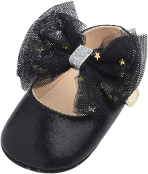 Baby Flat Dress Shoes,0-12Months Toddler Kids Baby Girls Boys Sequin Cute Bow FirstWalk Hook&Loop Casual Shoes