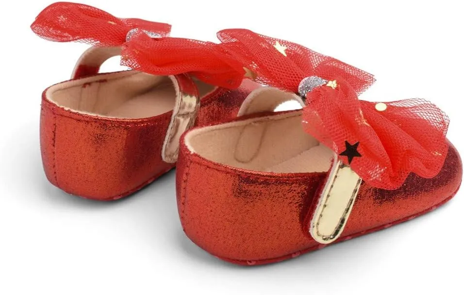 Baby Flat Dress Shoes,0-12Months Toddler Kids Baby Girls Boys Sequin Cute Bow FirstWalk Hook&Loop Casual Shoes