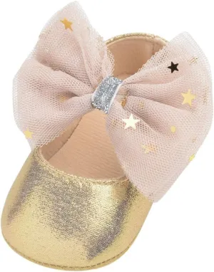 Baby Flat Dress Shoes,0-12Months Toddler Kids Baby Girls Boys Sequin Cute Bow FirstWalk Hook&Loop Casual Shoes