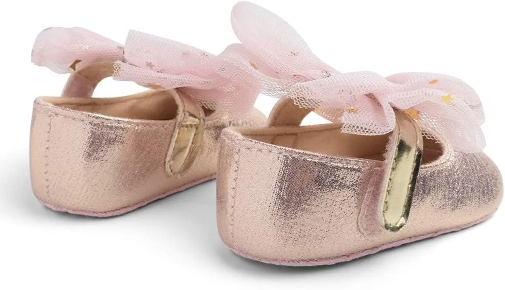 Baby Flat Dress Shoes,0-12Months Toddler Kids Baby Girls Boys Sequin Cute Bow FirstWalk Hook&Loop Casual Shoes