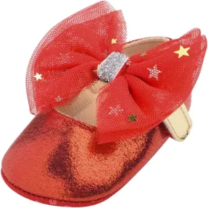 Baby Flat Dress Shoes,0-12Months Toddler Kids Baby Girls Boys Sequin Cute Bow FirstWalk Hook&Loop Casual Shoes