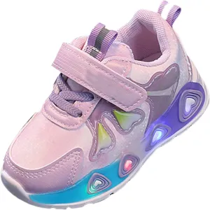 Baby Girls Cartoon Lights up Sneakers Cute Funny Hook Loop Non Slip Sport Shoes Toddler Newborn Walking Athletic Shoes