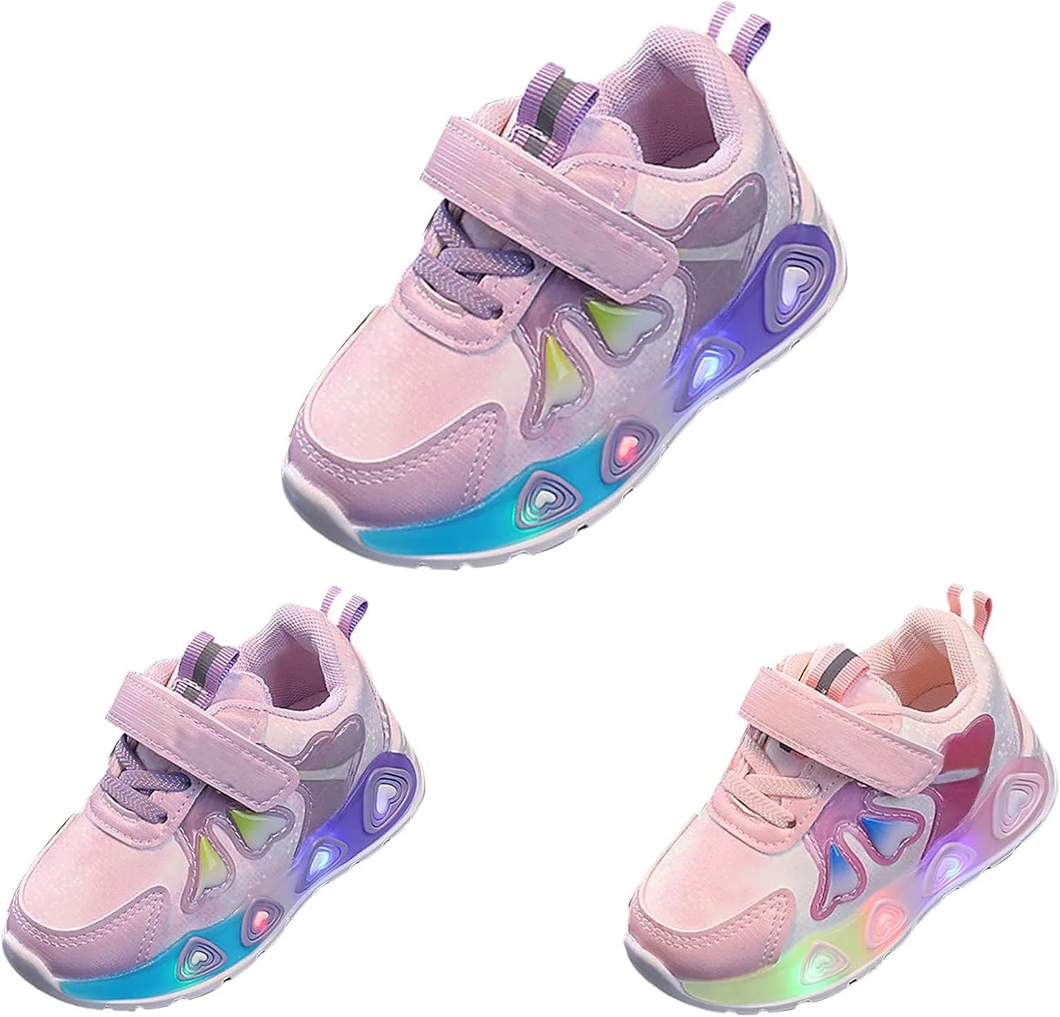 Baby Girls Cartoon Lights up Sneakers Cute Funny Hook Loop Non Slip Sport Shoes Toddler Newborn Walking Athletic Shoes