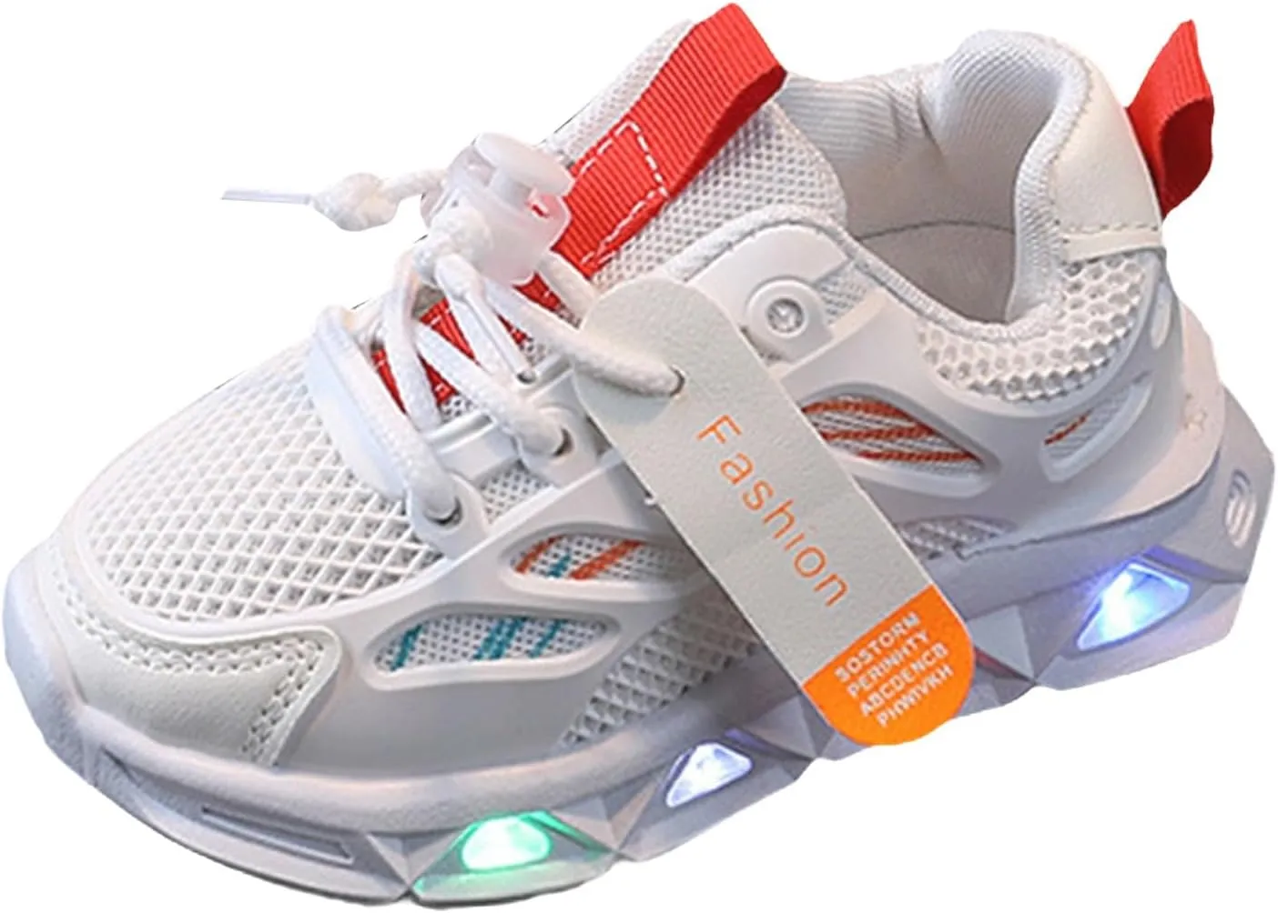 Baby Infant Leather Mesh Lights up Sneakers Lace Breathable First Walking Sport Shoes Toddler Non Slip Casual Sneakers