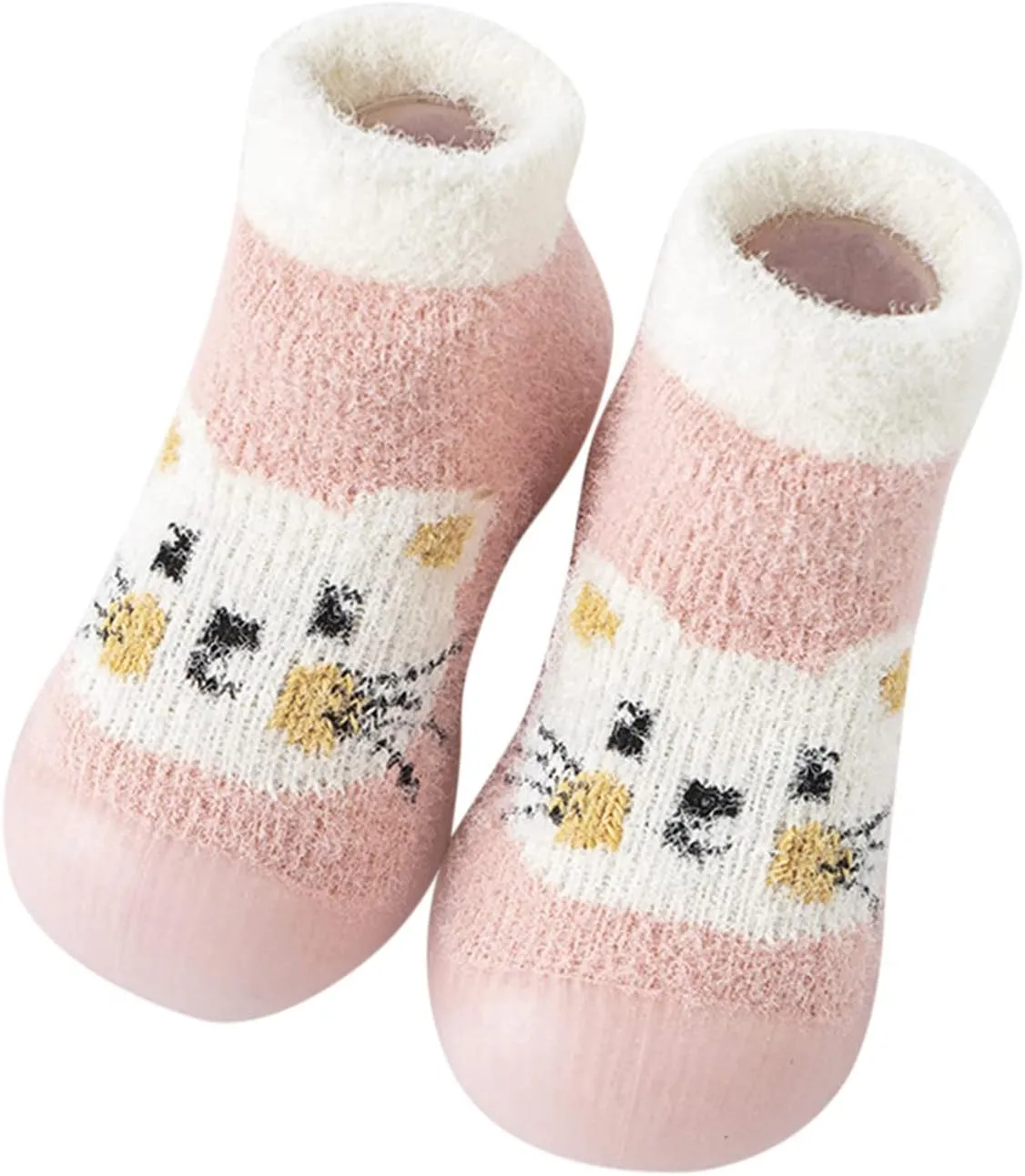 Baby Sock Shoes Toddler Kids Infant Newborn Boys Girls Shoes First Walkers Cute Cartoon Warm Thickened White Shoes B