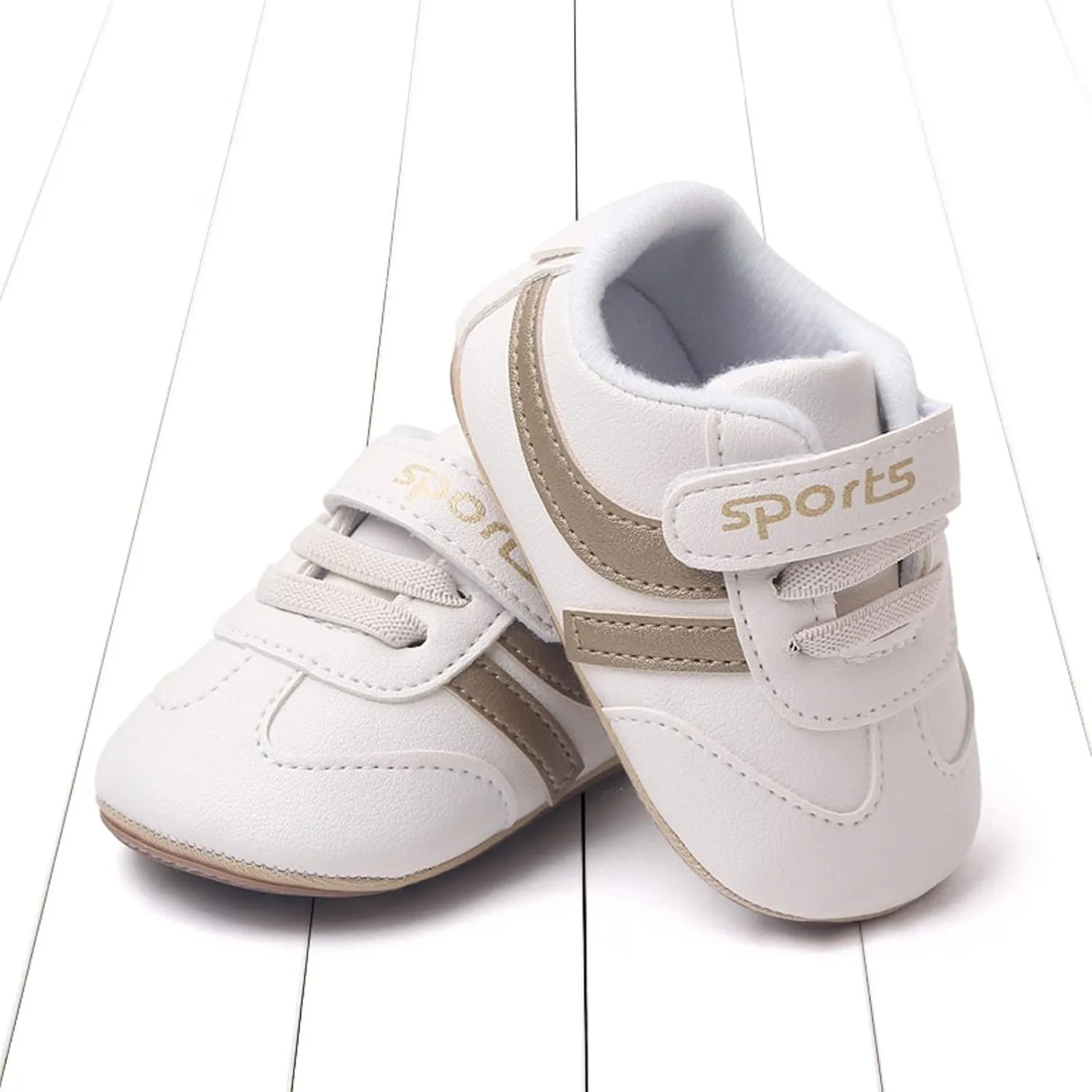 Baby Unisex Slip On Canvas Sneaker Toddler Non-Slip Rubber Sole Sneakers First Walking PU Leather Casual Crib Shoes