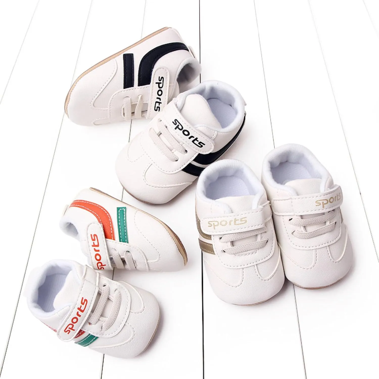 Baby Unisex Slip On Canvas Sneaker Toddler Non-Slip Rubber Sole Sneakers First Walking PU Leather Casual Crib Shoes