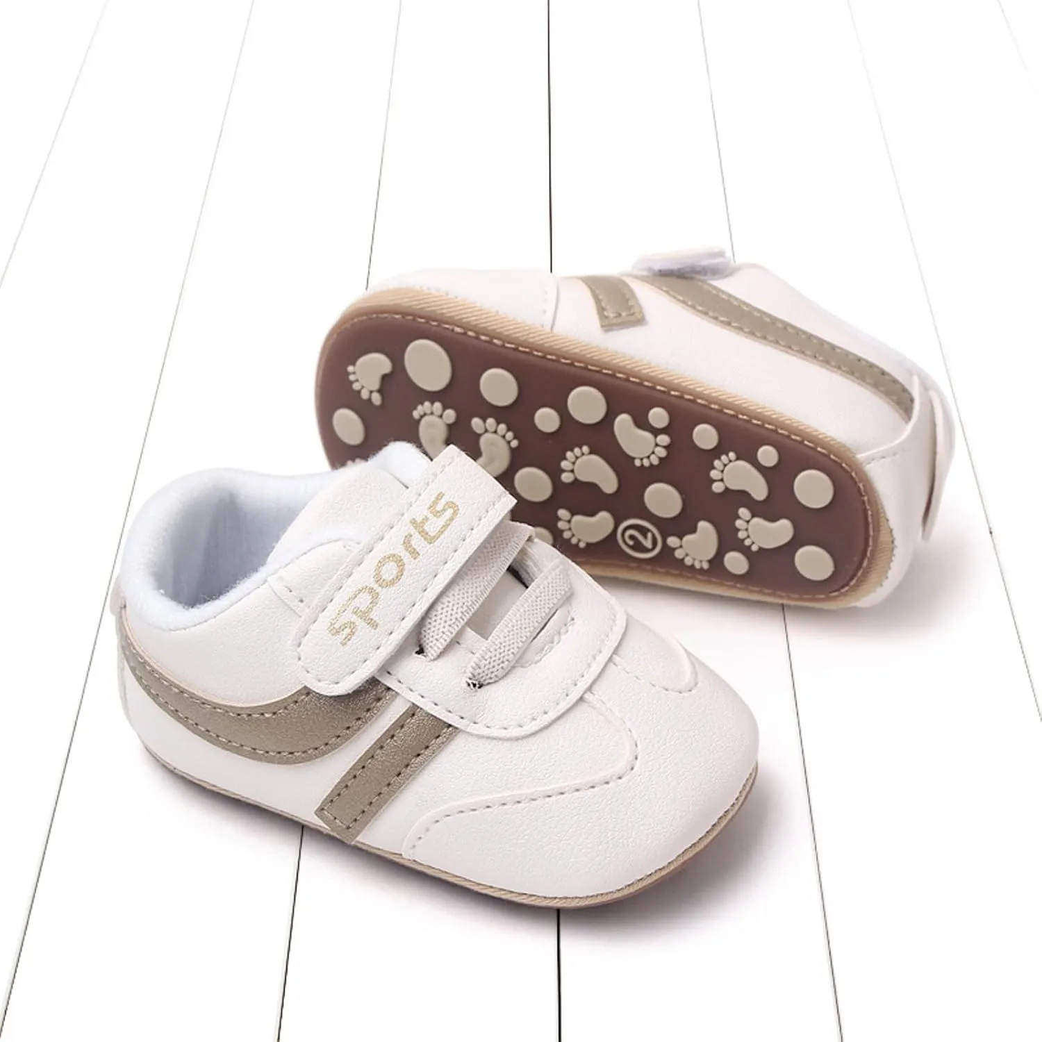 Baby Unisex Slip On Canvas Sneaker Toddler Non-Slip Rubber Sole Sneakers First Walking PU Leather Casual Crib Shoes