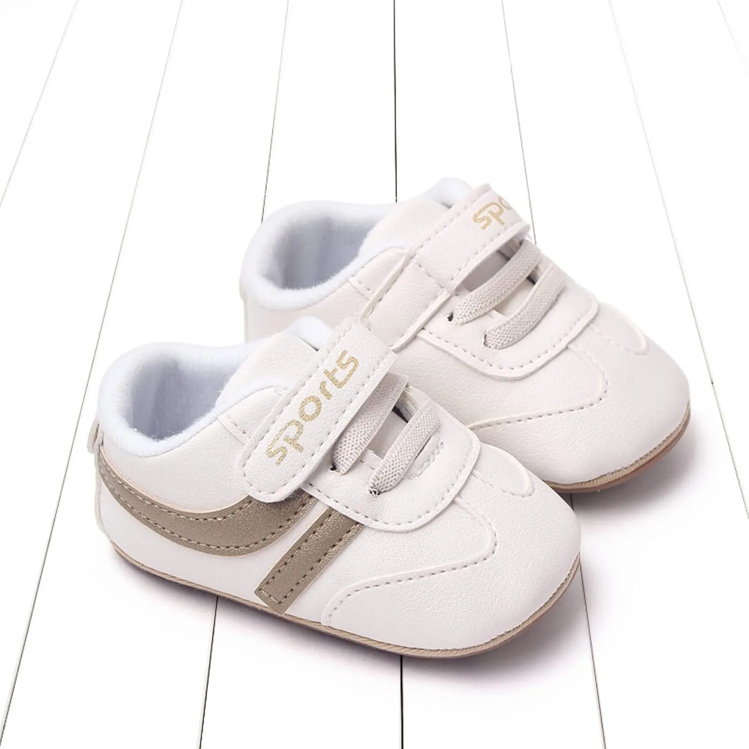 Baby Unisex Slip On Canvas Sneaker Toddler Non-Slip Rubber Sole Sneakers First Walking PU Leather Casual Crib Shoes
