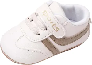 Baby Unisex Slip On Canvas Sneaker Toddler Non-Slip Rubber Sole Sneakers First Walking PU Leather Casual Crib Shoes