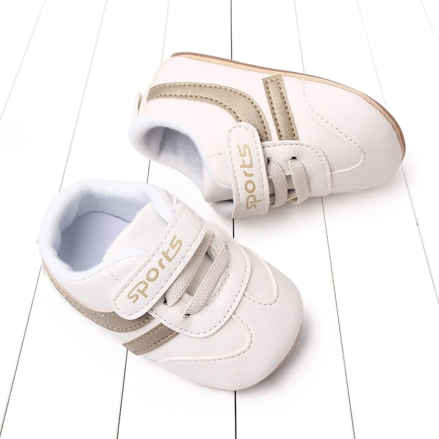 Baby Unisex Slip On Canvas Sneaker Toddler Non-Slip Rubber Sole Sneakers First Walking PU Leather Casual Crib Shoes