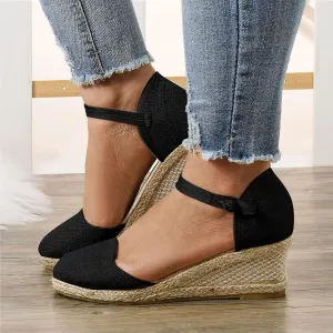 Black Close Toed Sandals Women, Women Sandals for Dressy Summer 2025 Ankle Strap Wedge Sandals Dressy Platform Wedge Casual Shoes