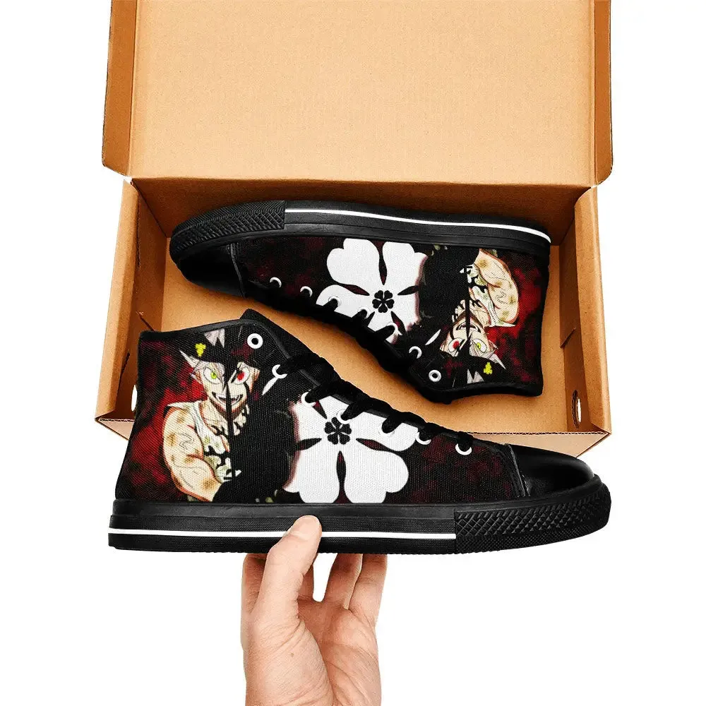 Black Clover Asta Black Bull Shoes High Tops Sneakers for Kids and Adults