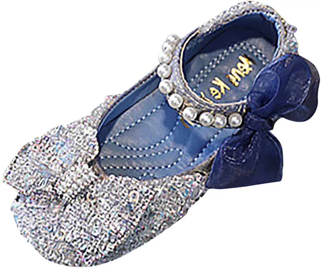 Black Shoes for Girls,Girls Baby Infant Crystal Princess Shoes Bling Pearl Sandals Shoes Kids Dancing Shoes