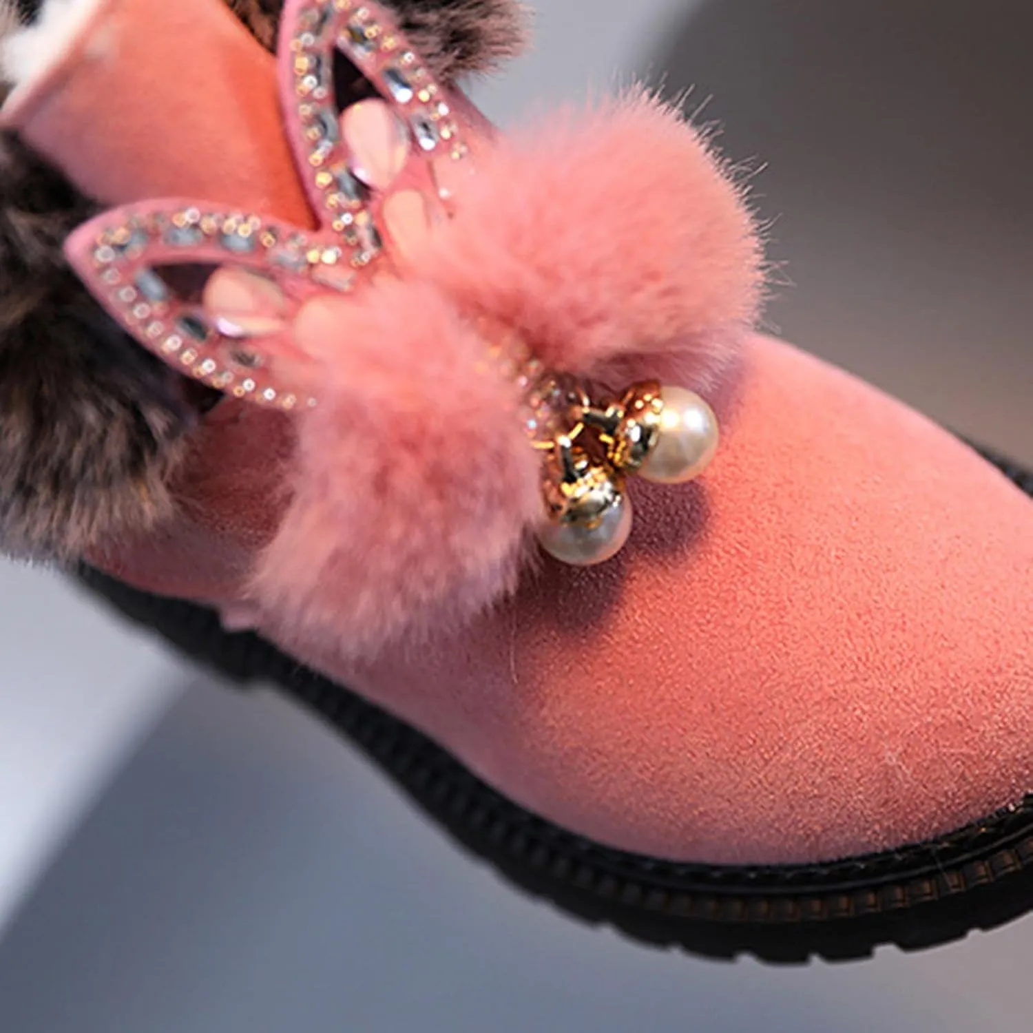 Boots for Girls Fuzzy Warm Winter Short Boots with Furry Faux Fur Lining Bootie Shoes for Kids Boys Hiking Outdoor Boots
