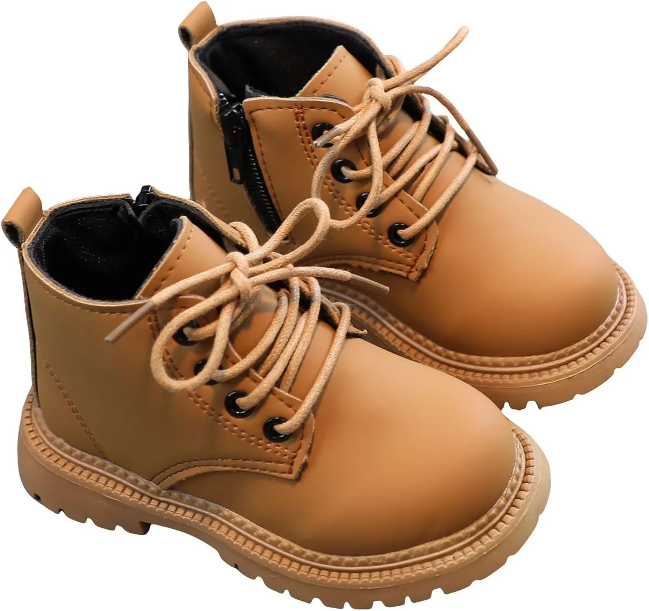 Boots for Girls Girls Solid Color Simple Ankle Boots Work Boots Winter Snow Boots Side Zipper Lace Up Hiking Outdoor Boots