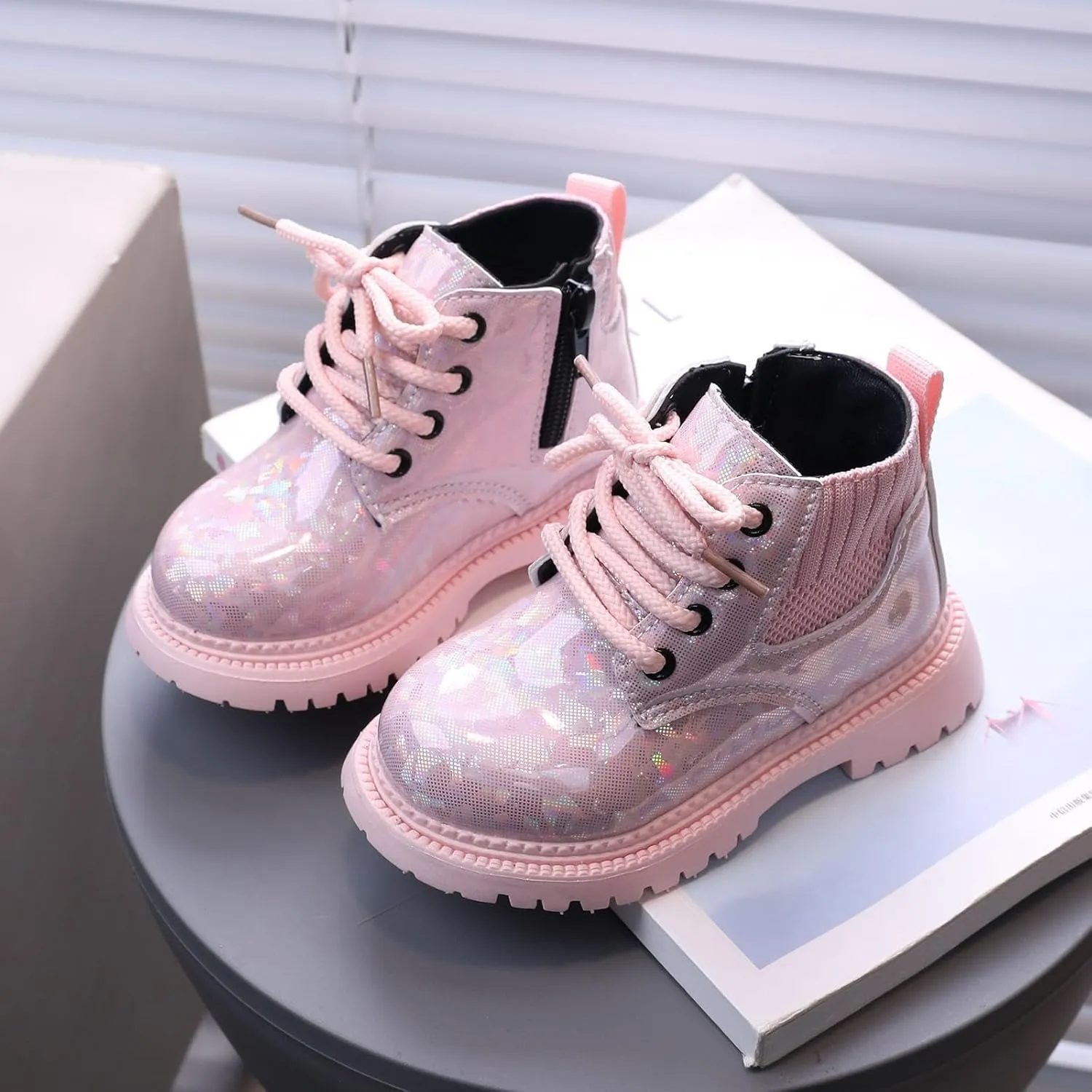 Boots for Girls Kids British Style Single Boots for Girls Glitzy Fashion Ankle Boots Colorful Stylish Ankle Boots