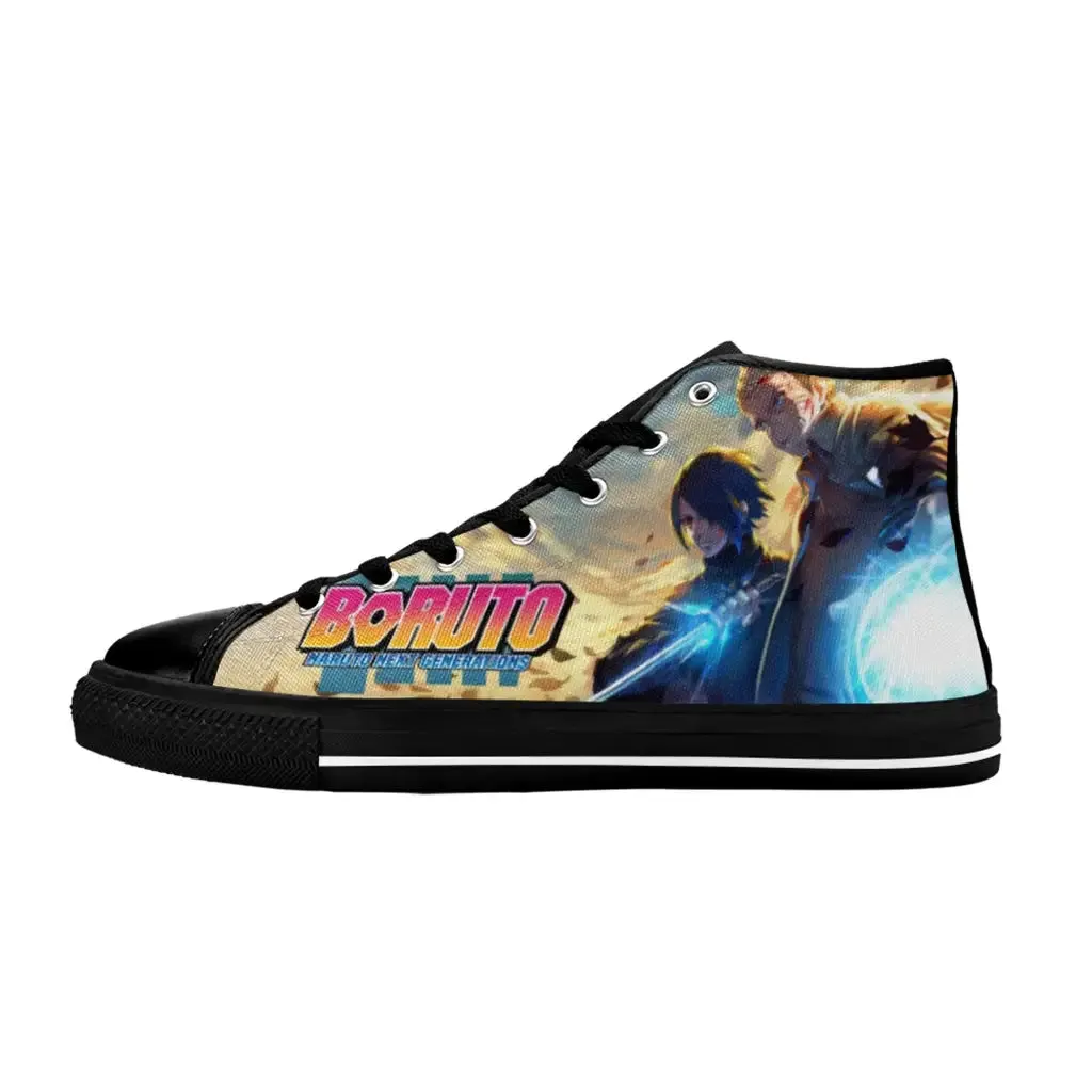 Boruto Naruto Next Generations Hokage Uzumaki Uchiha Sasuke Shoes High Top Sneakers for Kids and Adults
