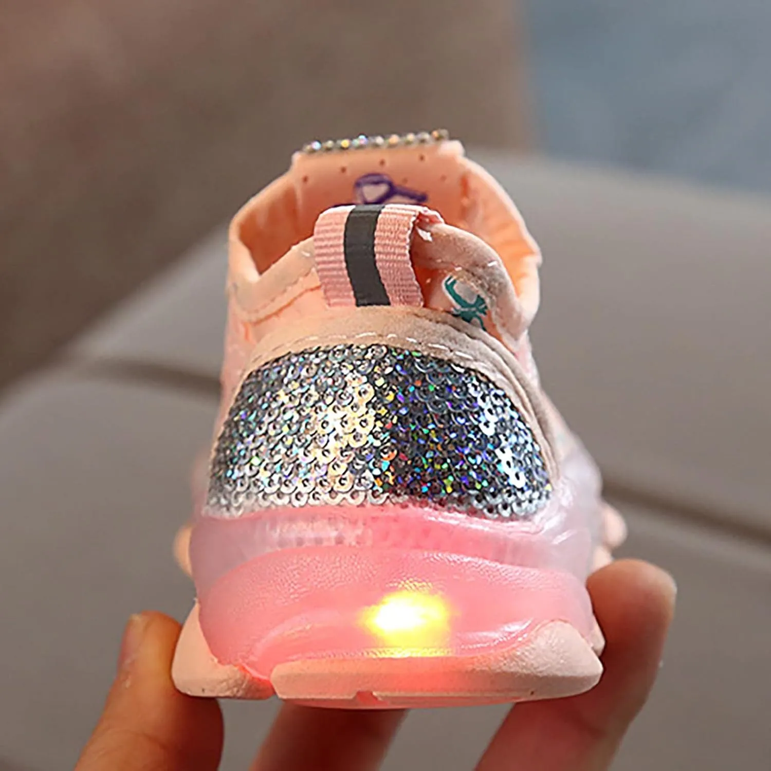 Boys Girls LED Sneakers Children Butterfly Print Lacing Breathable Soft Shoes Light Luminous Sport Shoes