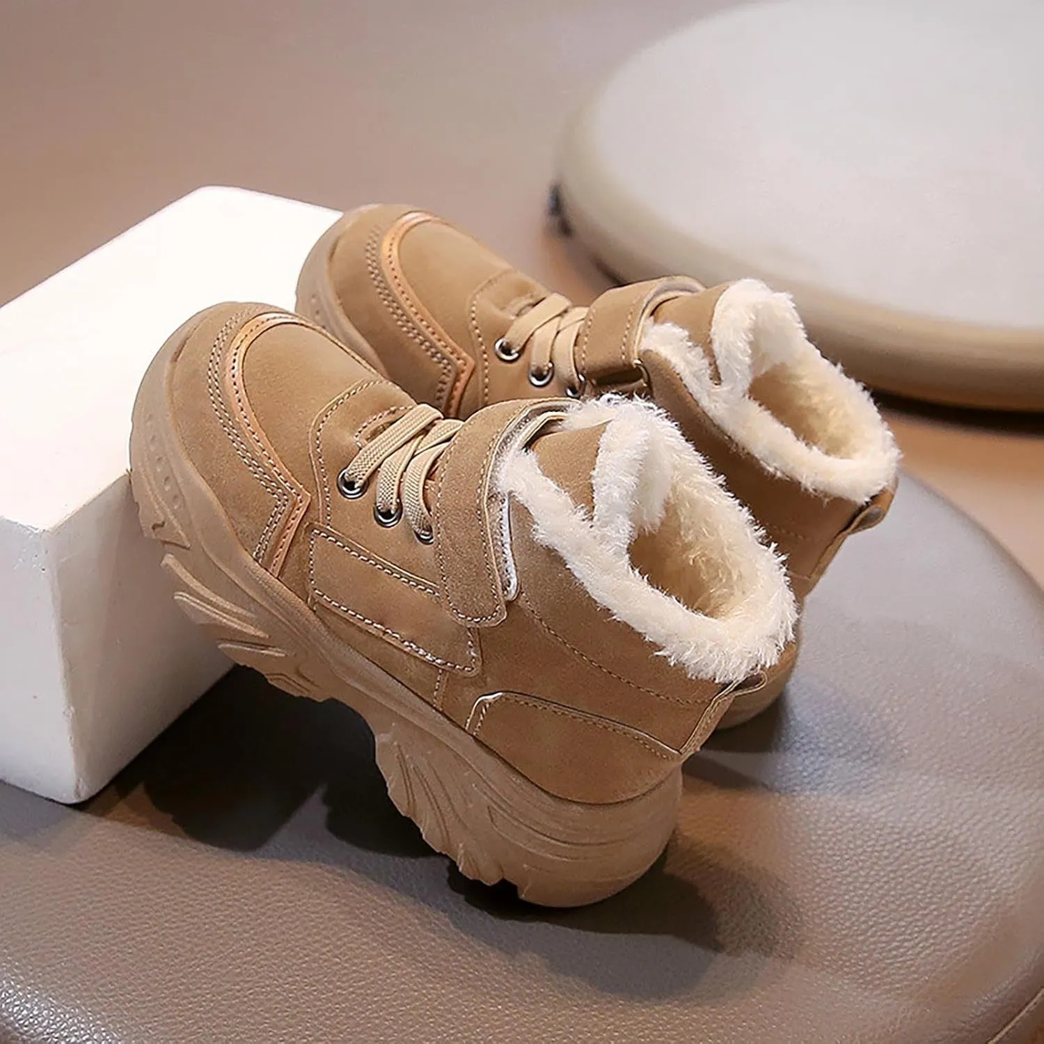 Boys Girls Snow Ankle Boots Winter Slip On Warm  Lined Lightweight Water-Proof Cold Girls Knee Boots Size 2